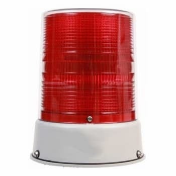Heavy Duty Strobe Beacon, 120 VAC, Xenon Lamp, Red, Surface Mounting