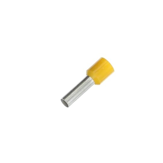Polypropylene-Insulated Ferrule, Total Length .787 Inches/20mm, Pin Length .472 Inches/12mm, Pin Diameter .142 Inches/3.6mm, Base Diameter .244 Inches/6.2mm, Wire Range 10 AWG/6.00mm2, Color Yellow, Copper, Tin Plated