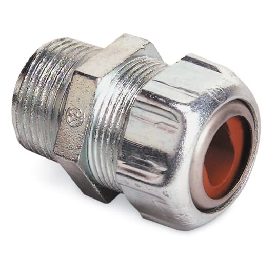 Watertight Connector for Oval Cable, Hub Size 1 Inch, Die Cast Zinc Body with Neoprene Bushing, Oval Cable Range Maximum .500 X .750 Inch, Minimum .375 X .625 Inch