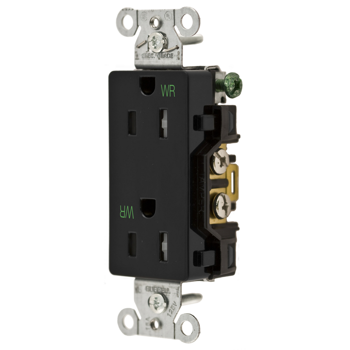 Straight Blade Tamper-Resistant Duplex Receptacle, Decorator/Commercial/Industrial Grade, 2-Pole 3-Wire Grounding, 15A 125V, 5-15R