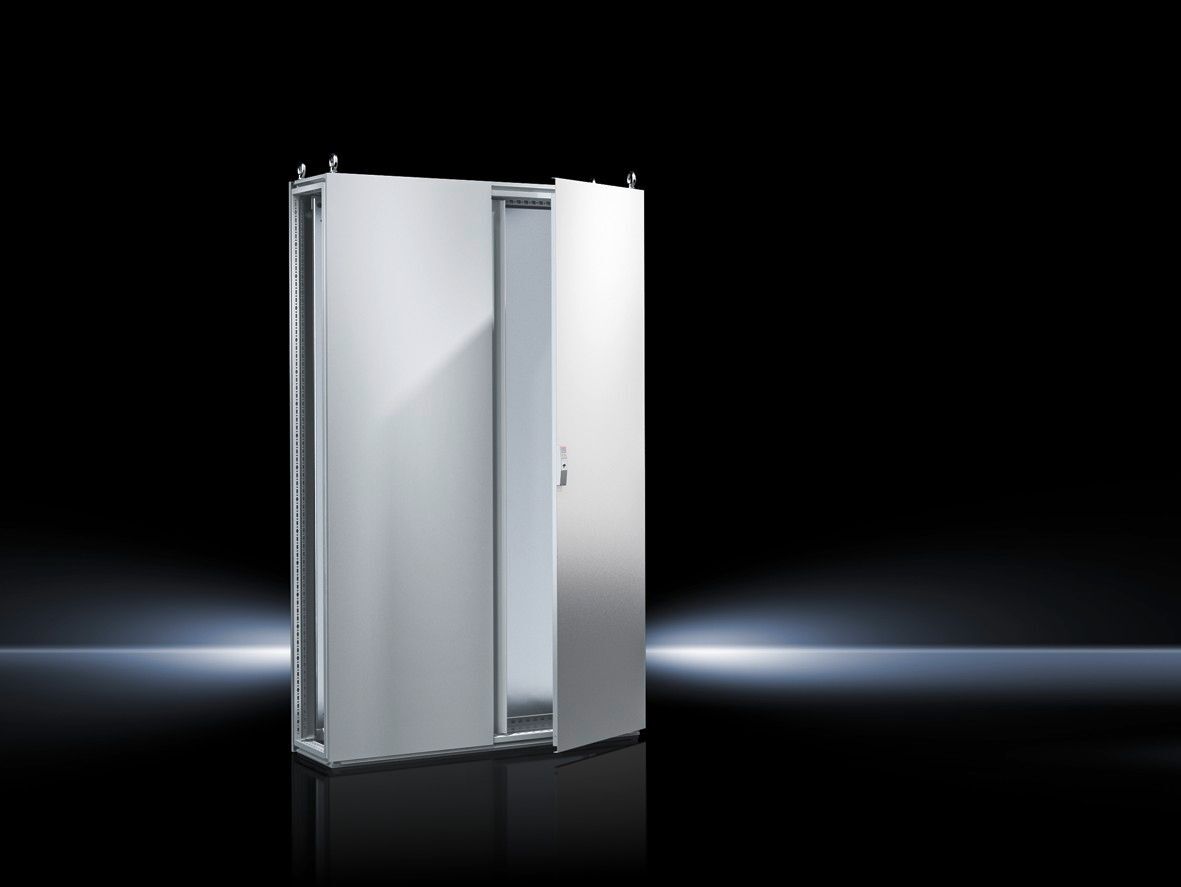TS Bayed enclosure system, WHD: 1000x1800x400 mm, carbon steel, with mounting plate, two doors at the front
