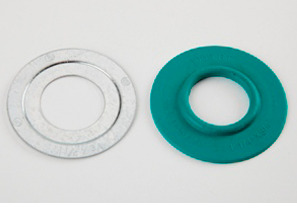 Mighty-Seal 1" to 3/4" Raintight Reducing Washers.  Product contains one coated and one uncoated galvanized steel reducing washer.  Maintains Raceway Integrity.  Sunlight Resistant.  Suitable for Wet Locatons.