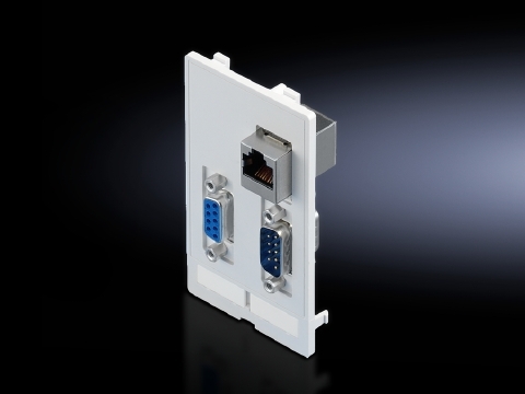 2482550 Modular Interface Cover With RJ45 Jack/Jack, Cat 5e, SUB-D9 Jack/Jack, SUB-D9 Pin/Pin Interface Insert, IP65, Die Cast Zinc/Polycarbonate, Graphite Gray/Sulfur Yellow