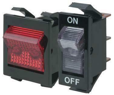 Hi-Lite Rocker with High Inrush, Circuit code: 10, CP: ON-NONE-OFF, Non-illuminated, 2-P, 1-T, 22A at 125 Vac, 16A at 250 Vac, 6A at 125 Vac, 10A at 14VT, ENEC: 16(4)A at 250V, 1 hp at 125-250 Vac, 0.250-inch spade term, Black frame