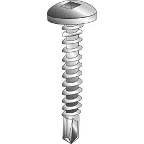 8 x 1" Tek Screws, Pan Head, Square Drive, Zinc