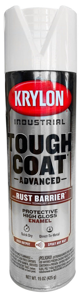 Krylon Industrial Tough Coat with Rust Barrier Technology,  High Gloss White Enamel Paint, OSHA White, 20 oz can,  15 oz fill