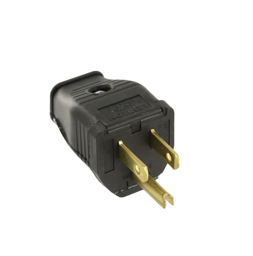 15A, 125V, 2-Pole, 3-Wire, Grounding Plug, Black