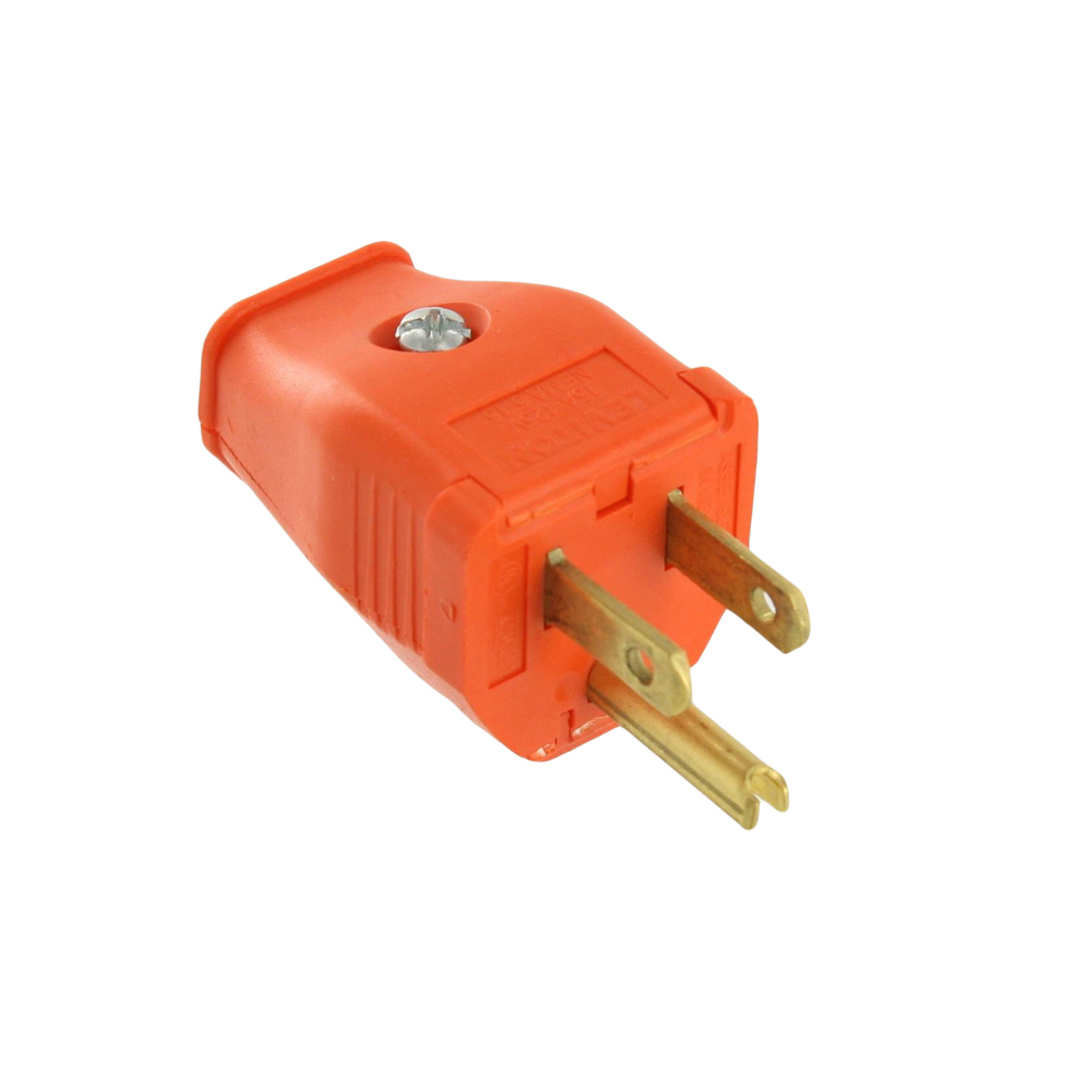 15A, 125V, 2-Pole, 3-Wire, Grounding Plug, Orange