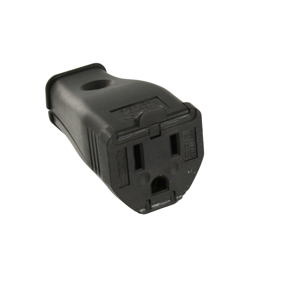 15A, 125V, 2-Pole, 3-Wire, Grounding Cord Outlet, Black