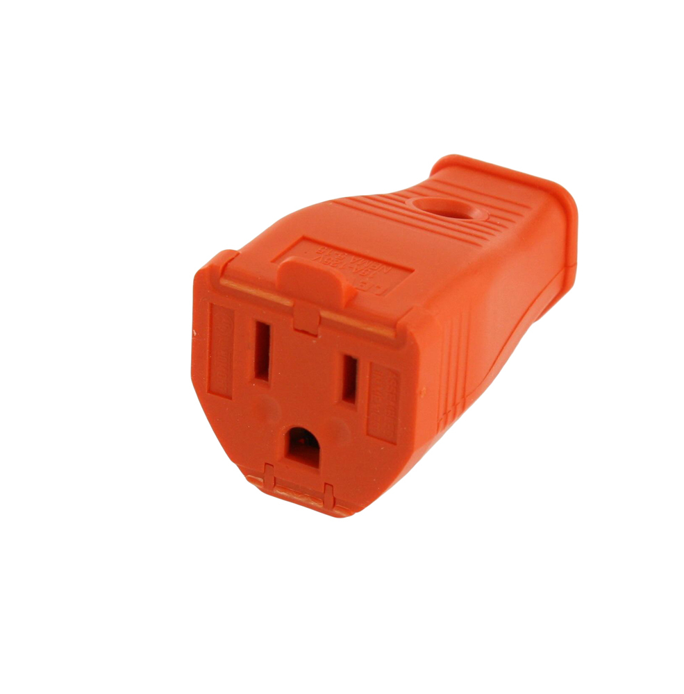 15A, 125V, 2-Pole, 3-Wire, Grounding Cord Outlet, Orange