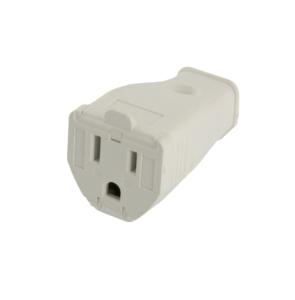 15A, 125V, 2-Pole, 3-Wire, Grounding Cord Outlet, White