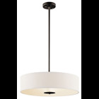 The clean lines and simple styling make this versatile 3 light semi flush ceiling fixture or pendant distinctive. Featuring a classic, Olde Bronze finish, a White Microfiber shade and a Satin Etched Glass diffuser, this design can complement any space.