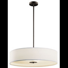 The clean lines and simple styling make this versatile 3 light semi flush ceiling fixture or pendant distinctive. Featuring a classic, Olde Bronze finish, a White Microfiber shade and a Satin Etched Tempered Glass diffuser, this design can complement any space.