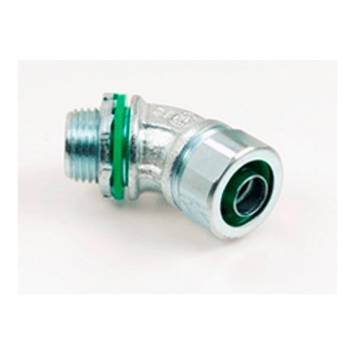 Connector, Liquid Tight, 45 Degree, US Steel, Size 3/4 Inch, Insulated Throat