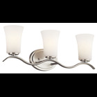 This 3 light bath light from the Armida(TM) collection is filled with distinctive touches, clean lines and simple structures. This silhouette brings height and dimension to the Brushed Nickel finish. May be installed with the glass up or down.
