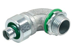 Connector, Liquid Tight, 90 Degree, US Steel, Size 3/8 Inch