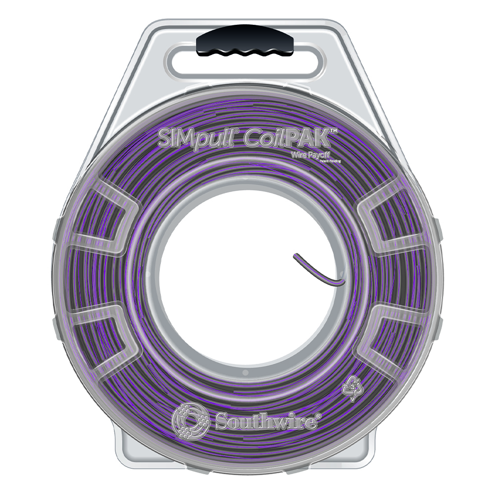 58018805 THHN Wire, 12 AWG, Copper Conductor, Stranded, Gray/Purple, 2000 ft CoilPak