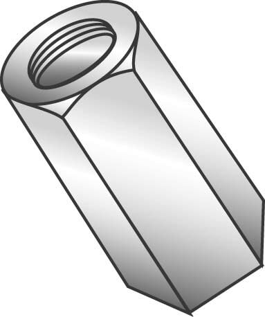 3/8"-16 Rod Coupling, Hex, Zinc Plated