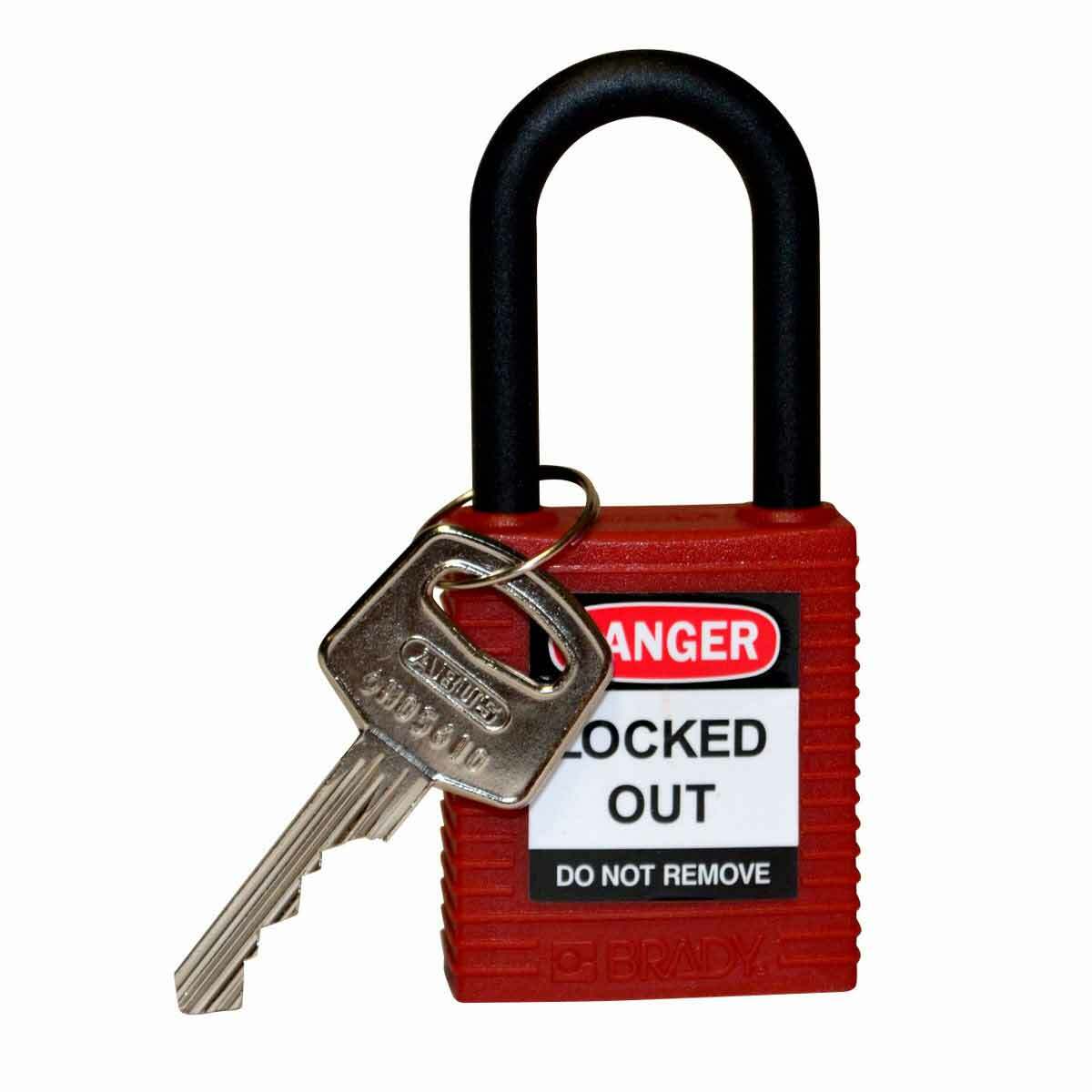 SAFETY LOCK, 1.5" KD RED, NYLON SHACKLE