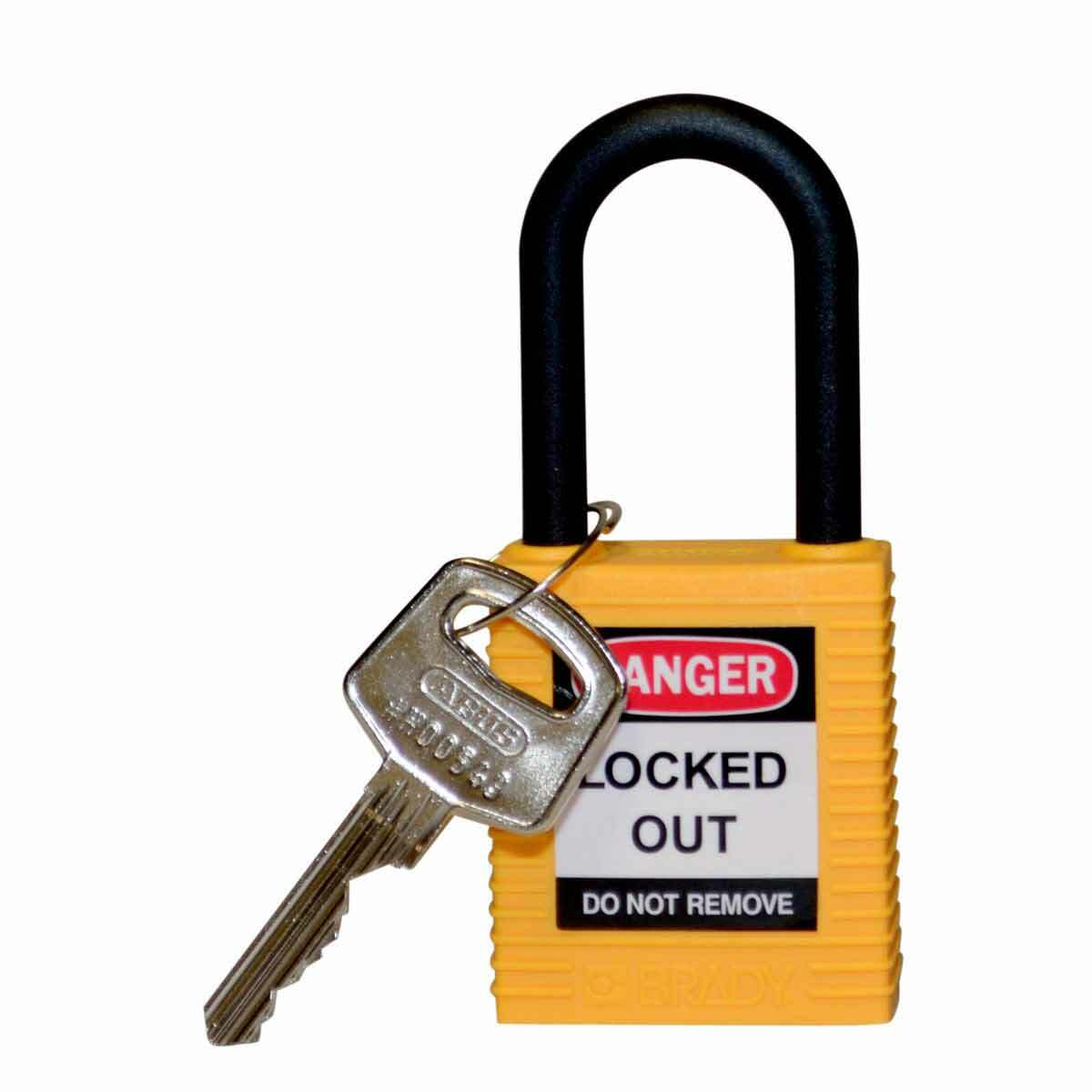 SAFETY LOCK, 1.5" KD YEL, NYLON SHACKLE