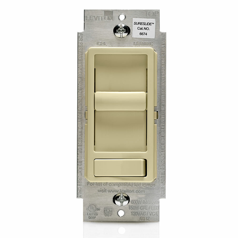 SureSlide Universal 150-Watt LED and CFL/600-Watt Incandescent Dimmer, Ivory