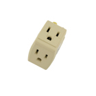 15 Amp, 125 Volt, Grounded Triple Cube Tap, Ivory