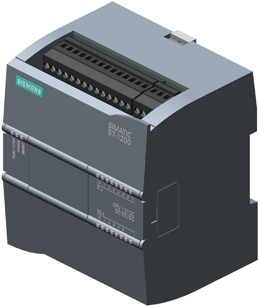 SIMATIC S7-1200, CPU 1212C, COMPACT CPU, DC/DC/DC, ONBOARD I/O 8 DI 24V DC 6 DO24 V DC 2 AI 0 - 10V DC, POWER SUPPLY DC 20.4 - 28.8 V DC, PROGRAM/DATA MEMORY 50 KB