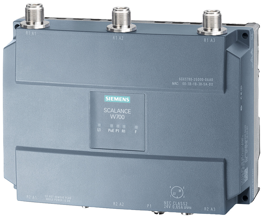 IWLAN client, SCALANCE W748-1 M12, 1 radio, 3 N-CON antenna port, iFeatures support via key plug, IEEE 802.11a/b/g/h/n, 2.4/5GHz, gross 450 Mbit/s per radio, 1x M12 max. 1 Gbit/s, PoE, redundant 24 V DC,M12 A-coded IP65, -20..+60 C, plug slot, WPA2/802.11i/e, Signaling contact observe national approvals! CERT ID RAPN-W1-M12-E3, includes MPCIE-R1-ABGN-U3, scope of delivery Manuals on CD-ROM, English/German M12 sealing caps, for operation in the USA