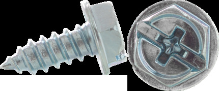 10 x 1-1/2" Sheet Metal Screws, Hex Washer Head, Combo Phillips/Slotted, Zinc Plated,Jar
