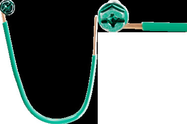 6-1/2" Grounding Pigtails with Quad Drive Grounding Screw, Insulated, #14 Solid Bare Wire Lead