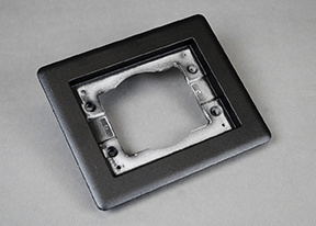 OmniBox Series 1 Gang Carpet and Tile Flange Cover Plate; 6-1/16 Inch Length x 5-1/16 Inch Width, Powder Coated Aluminum, Black