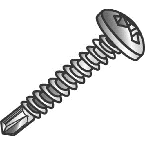 10-16 x 3/4" Tek Screws, Pan Head, Phillips, Zinc