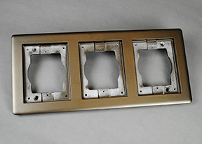 OmniBox Series 3 Gang Carpet and Tile Flange Cover Plate; 13-3/16 Inch Length x 6-1/16 Inch Width, Powder Coated Aluminum, Brass