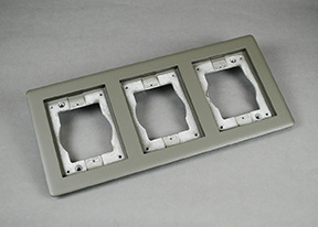 3 Gang Carpet and Tile Flange; 6-1/16 Inch x 13-3/16 Inch, Aluminum, Powder Coated Gray