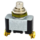 Non-illuminated Medium-Duty Pushbutton, Circuit Number: A, Metal, 0.250 in button extension, 0.343 in bushing, NO contacts, 15A at 125V, 10A at 250V, 0.33 hp 125-250V, Screw terminal, One-hole mount, Single-pole, Single-throw