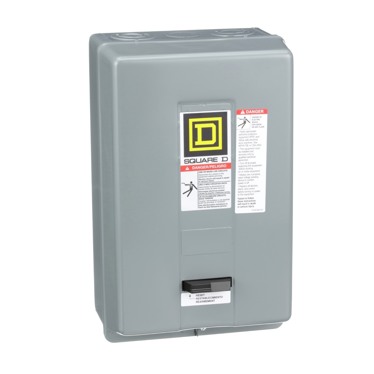 NEMA motor starter, Type S, nonreversing, Size 2, 45A, 25HP at 460VAC, up to 100kA SCCR, 3 phase, 3 pole, Motor Logic, 208VAC coil, NEMA 1 [TAA]