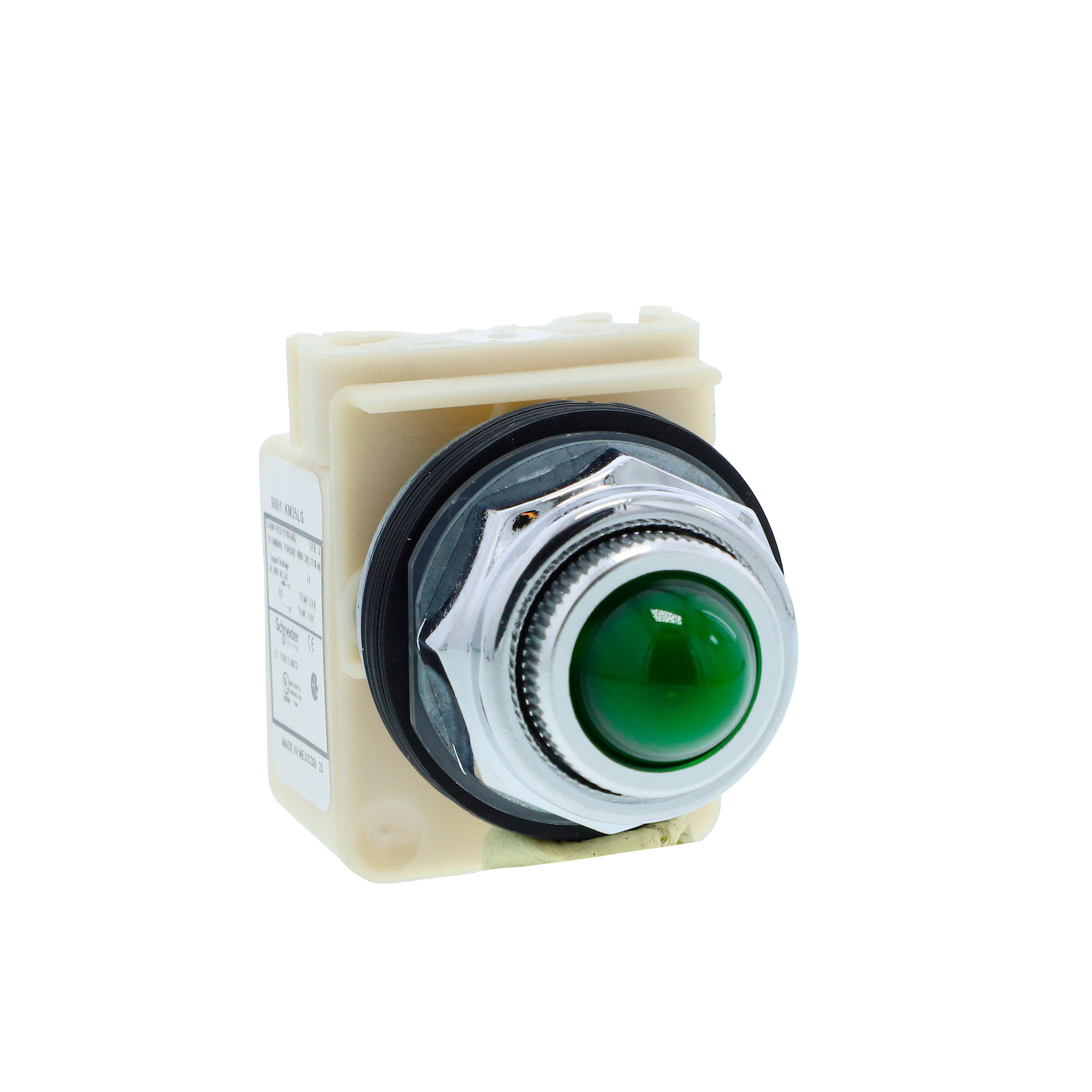 Pilot light, Harmony 9001K, metal, glass, domed, green, 30mm, LED green, 24-28V
