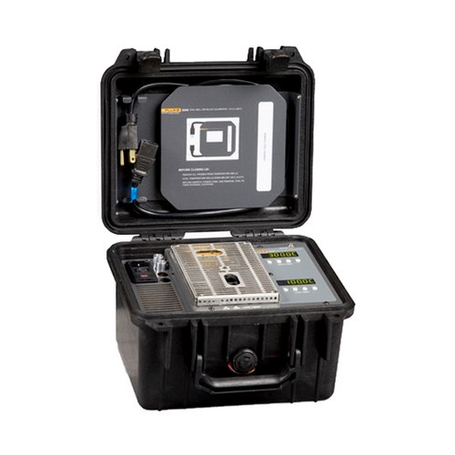 Fluke Calibration Industrial Dual-Block Thermometer Dry-Well Calibrator with Two 1/4 and Two 3/16 Inserts, Black Case, 110V, 50/60Hz.