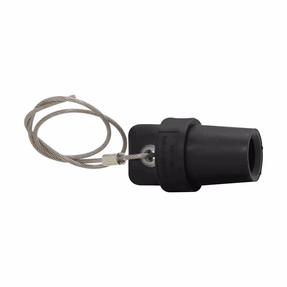 Eaton Crouse-Hinds series Cam-Lok J Series E1016 protective cap, Up to 400A continuous, Orange, Male, Thermoplastic elastomer (TPE), Lanyard, 600 Vac/dc