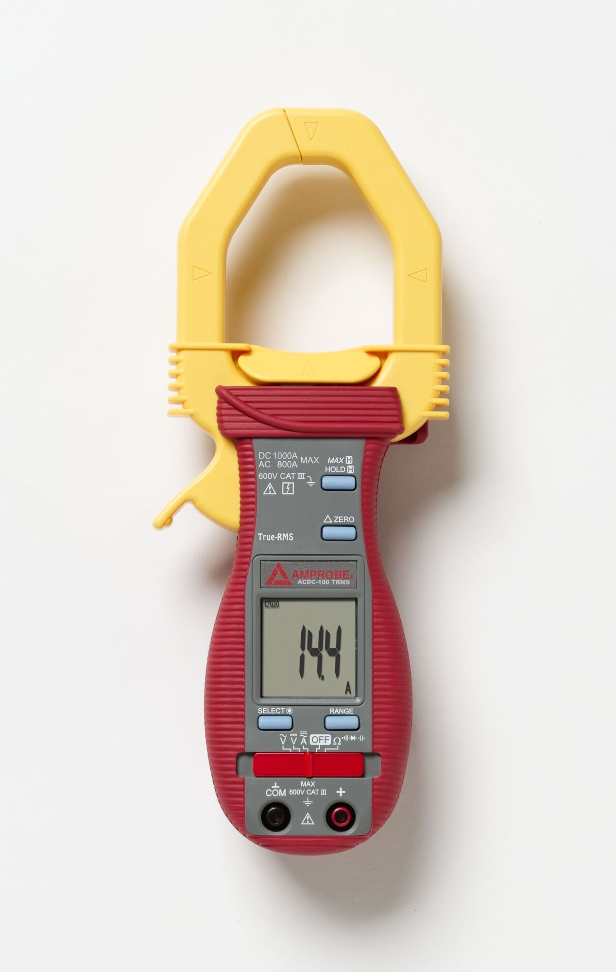Clamp Meter, Voltage Rating: 400 MILV, 4 V, 40 V, 400 V, 600 V VAC/VDC, Amperage Rating: AC: 400 AMP, 800 AMP, DC: 400 AMP, 1000 AMP, Frequency Rating: 15HZ - 60HZ At 600 AMP - 800 AMP, Accuracy: Plus-Minus (1.5 PCT RDG + 4 LSD) For DC Current, Plus-Minus (1.5 PCT RDG + 5 LSD) For AC Current, Plus-Minus (1.5 PCT RDG + 4 LSD) For AC Voltage, Plus-Minus (0.5 PCT RDG + 3 LSD) For DC Voltage, Plus-Minus (0.6 PCT RDG + 4 LSD) For Resistance, Plus-Minus (3.5 PCT RDG + 6 LSD) For Capacitance, Display: 3 3-4 Digits 4000 LCD Counts, Operating Temperature: 0 - 40 DEG C, Dimensions: 277 MM Length X 78 MM Width X 40 MM Height, Battery: 1.5 V AAA, Power Consumption: Power Functions: 11 MAMP For AC AMP DC AMP, 2.9 MILAMP For Other Functions, Resistance: 400 OHM, 4 KOHM, 40 KOHM, 400 KOHM, 4 MOHM, 40 MOHM, Capacitance: 500 NFD, 5 MFD, 50 MFD, 500 MFD, 3000 MFD, UL Listed, CE Certified, Meets EN61010-1:2001: IEC61010-2-032(2002), EN61010-2-032(2002), UL61010B-2-032(2003) CAT III 600 V AC And DC Meets EN61326-1