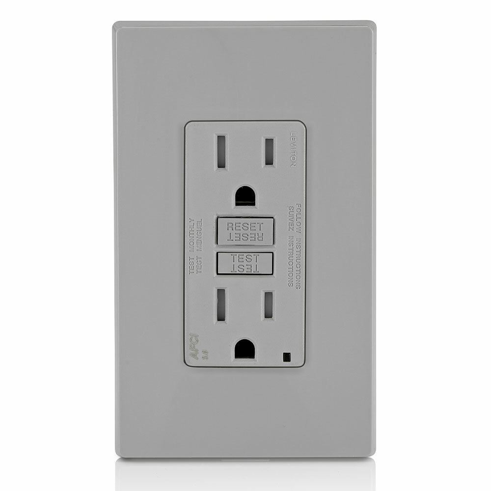 SmartlockPro Outlet Branch Circuit Arc-Fault Circuit Interrupter Receptacle 15-Amp 120-volt Grey