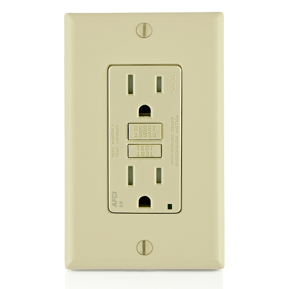 SmartlockPro Outlet Branch Circuit Arc-Fault Circuit Interrupter Receptacle 15-Amp 120-volt Ivory