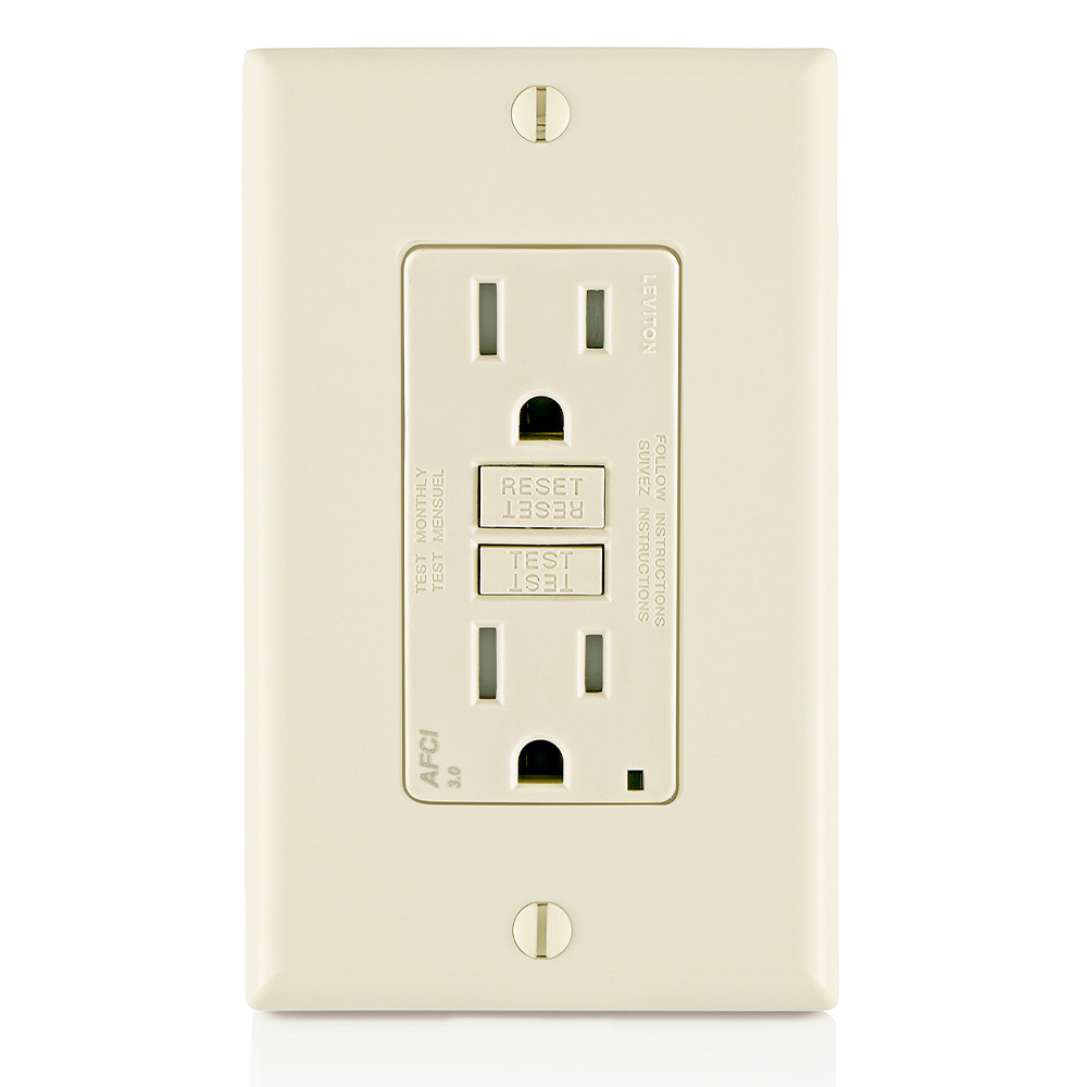 SmartlockPro Outlet Branch Circuit Arc-Fault Circuit Interrupter Receptacle 15-Amp 120-volt Light Almond