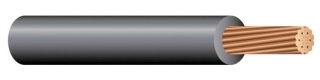 Thermoplastic Heat and Water Resistant (THW) Wire, 10 AWG, Black, Solid, Copper Conductor, 2500 Foot Reel