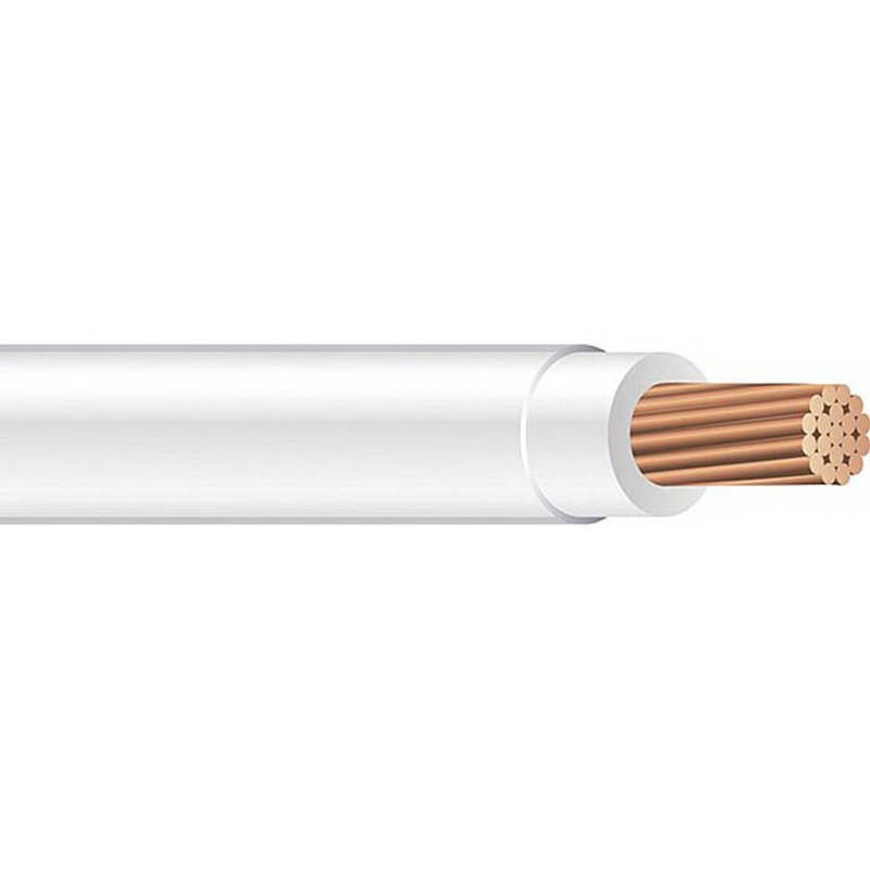 Thermoplastic High Heat Resistant Nylon Coated (THHN) Wire, 2/0 AWG, White, 19 Stranded, Copper Conductor, 2500 Foot Reel