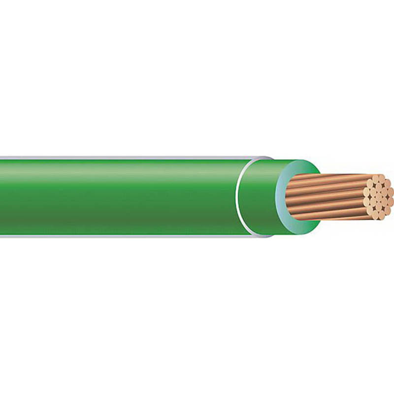Thermoplastic High Heat Resistant Nylon Coated (THHN) Wire, 4/0 AWG, Green, 19 Stranded, Copper Conductor, 5000 Foot Reel