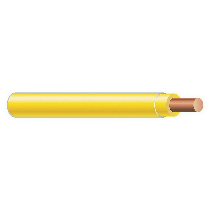Thermoplastic High Heat Resistant Nylon Coated (THHN) Wire, 14 AWG, Yellow, Solid, Copper Conductor, 2500 Foot Reel