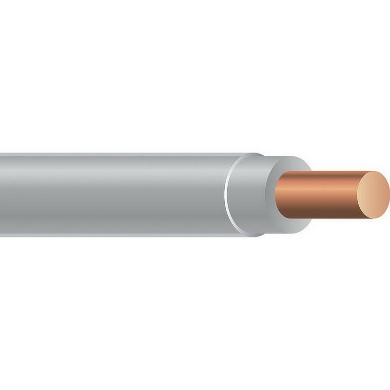Thermoplastic High Heat Resistant Nylon Coated (THHN) Wire, 14 AWG, Gray, Solid, Copper Conductor, 500 Foot Reel