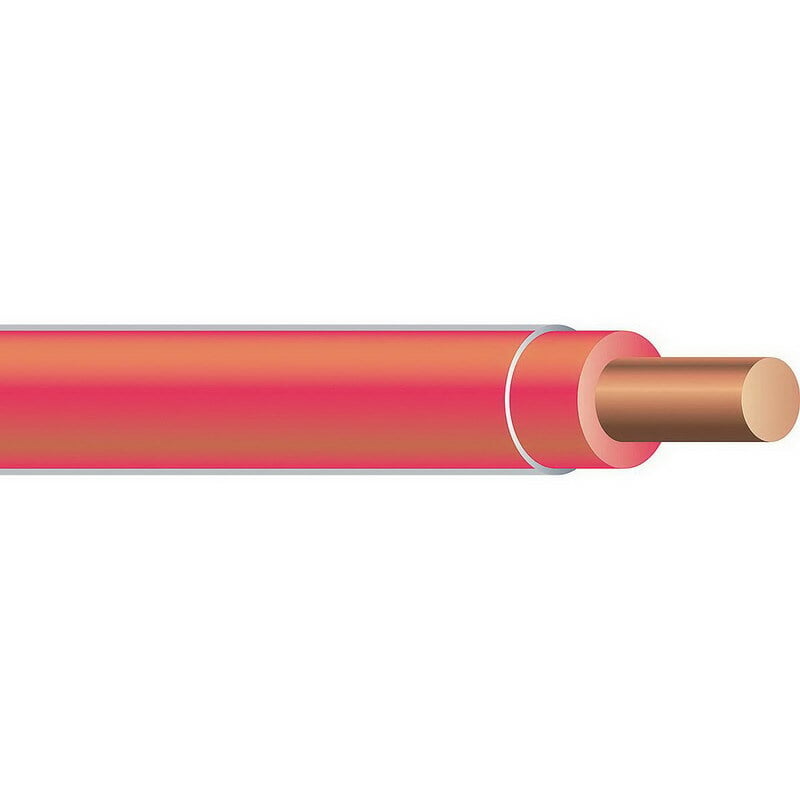 Thermoplastic High Heat Resistant Nylon Coated (THHN) Wire, 12 AWG, Red, Solid, Copper Conductor, 500 Foot Reel