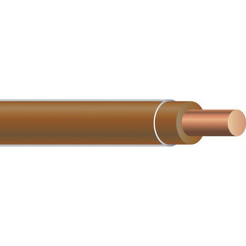 Thermoplastic High Heat Resistant Nylon Coated (THHN) Wire, 12 AWG, Brown, Solid, Copper Conductor, 2500 Foot Reel